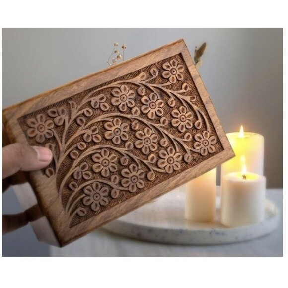 Wooden Urn Box for Ashes Cremation Box Decorative Urn Pet  8"x5.5" NEW!! - Picture 1 of 10